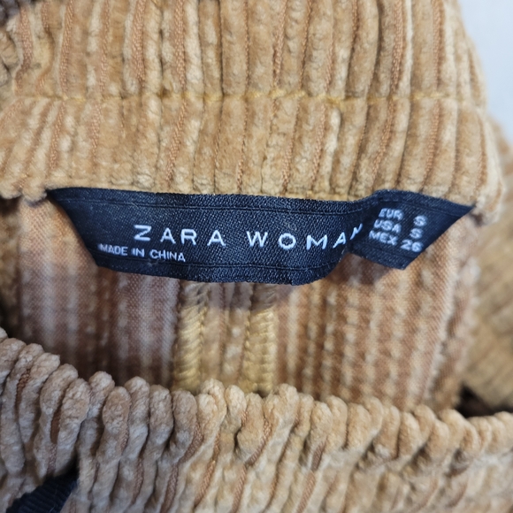 Zara Tan Wide Leg Corduroy Pants - Picture 2 of 2